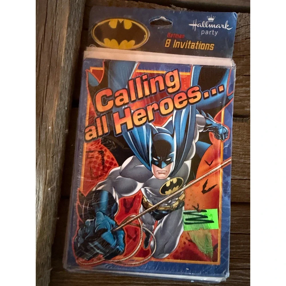 Hallmark Batman Party Invitations Superhero Birthday Cards 8 ct NWT Vintage Hero